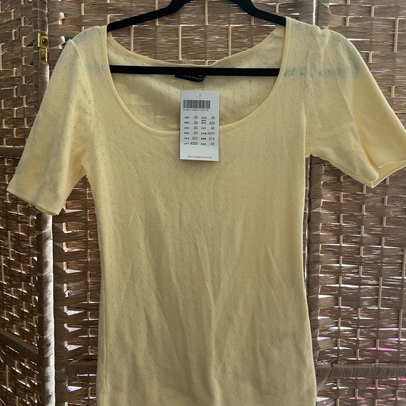 Brandy Melville Yellow Eyelet Knit Top - Picture 2 of 3
